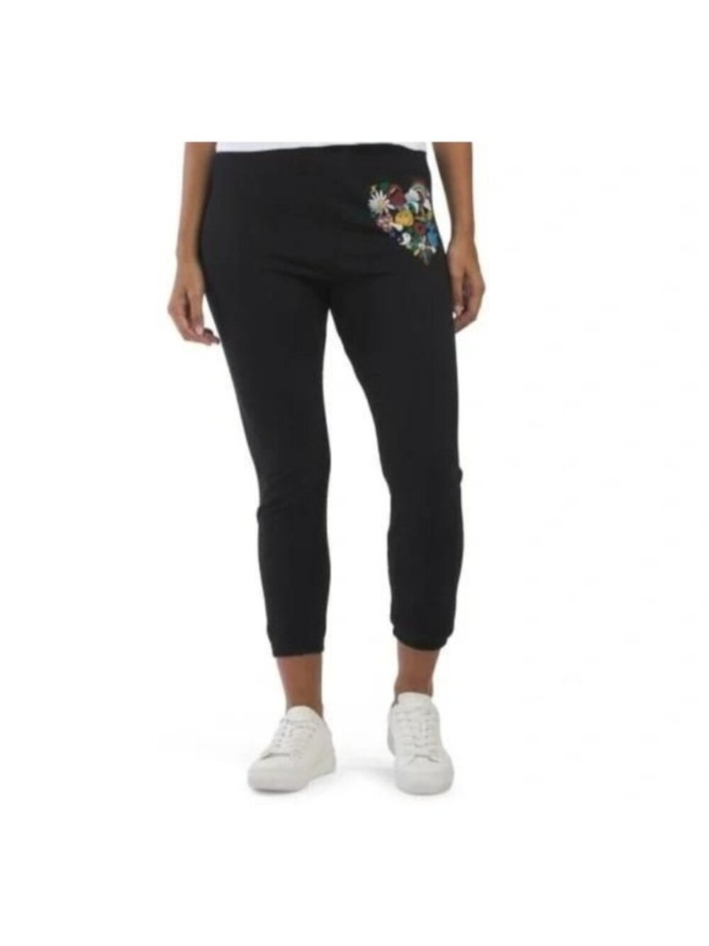 Lauren Moshi Sweatpants Medium Black Heart Rainbow Butterflies Joggers New